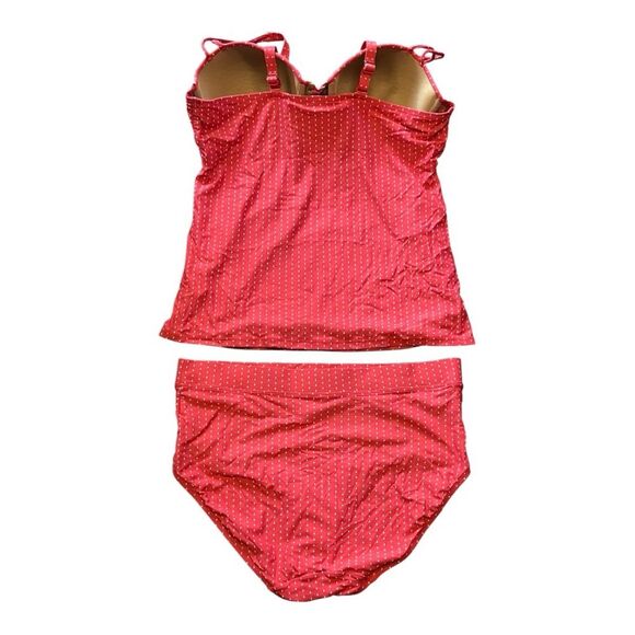 Lane Bryant Swim by Cacique Coral Dot Underwire Tankini Brief Set 38DD 14 - Picture 6 of 12